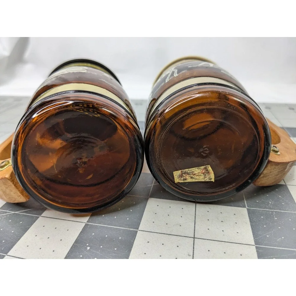 Florida Souvenir Salt Pepper Shaker Glass Mug Stein‎ Wood Handle 4.25 Inch Tall